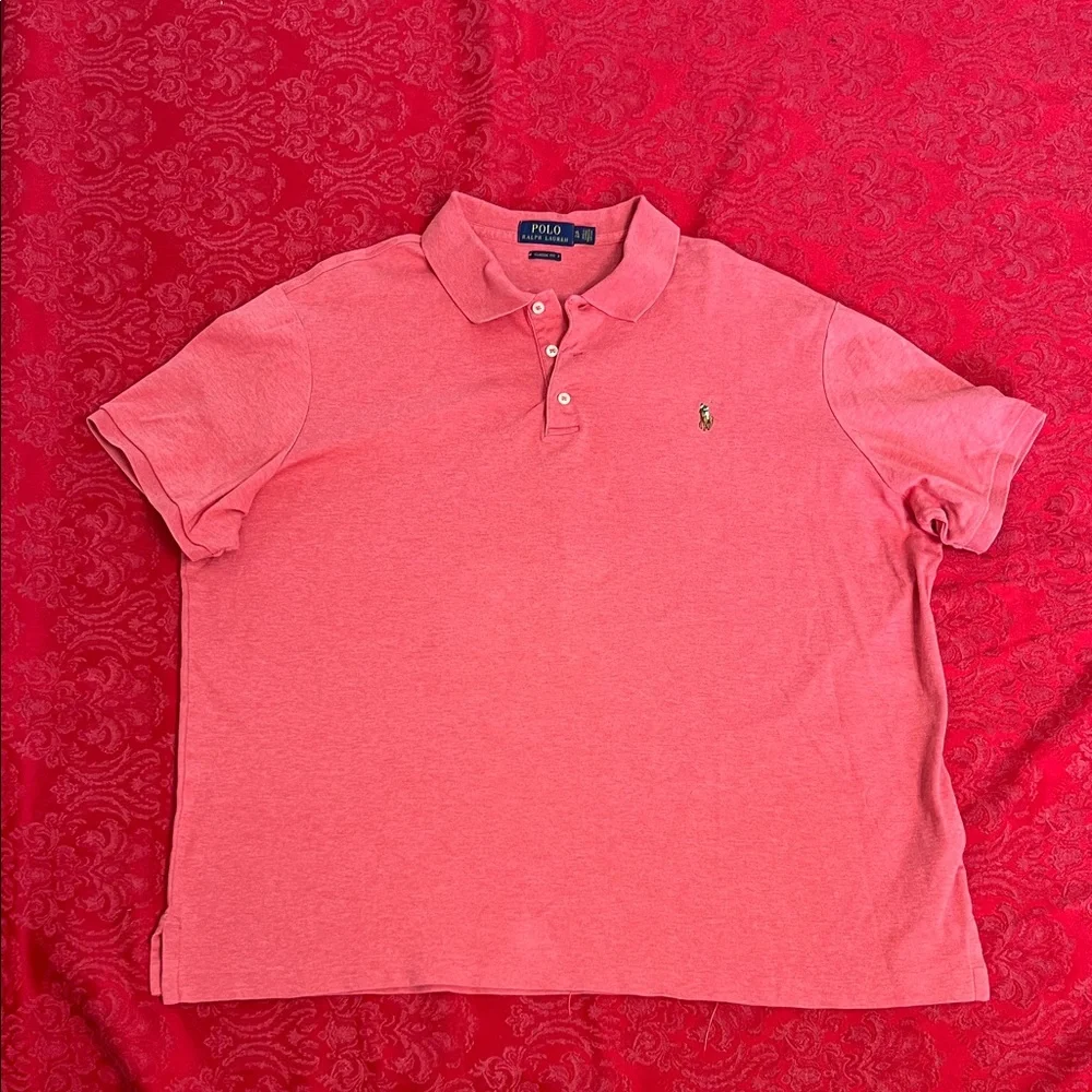 Polo Ralph Lauren Men’s XL Coral Salmon Polo Shirt Pony Logo 100% Cotton